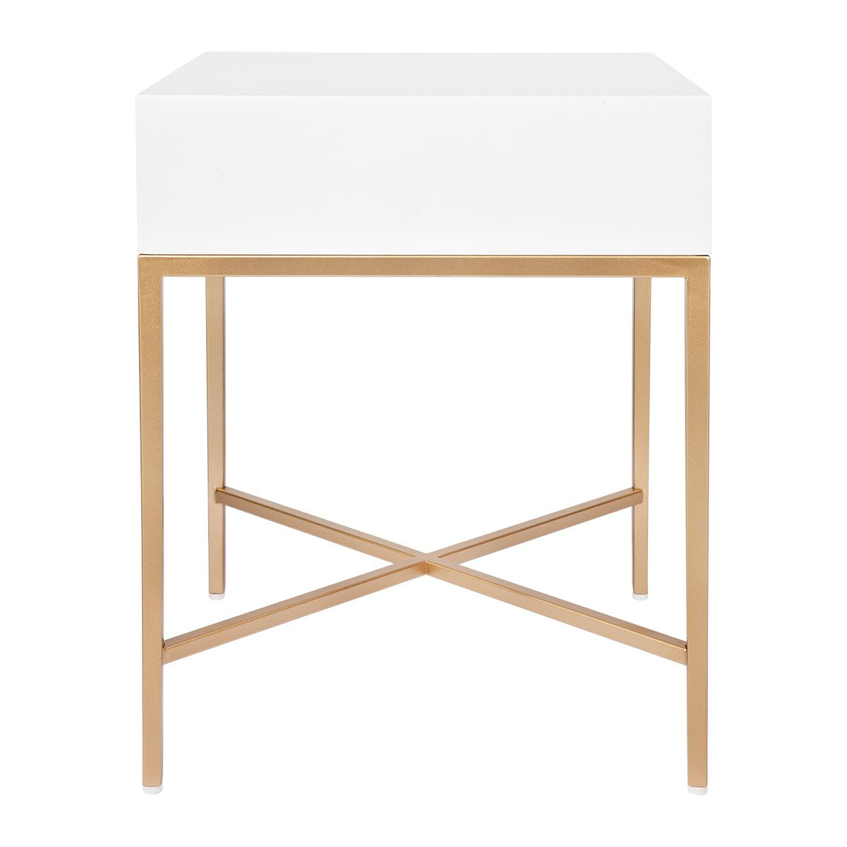 Nessa 1 Drawer Bedside Table -White/Gold