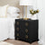 Astley Upholstered Bedside Table - Charcoal Linen