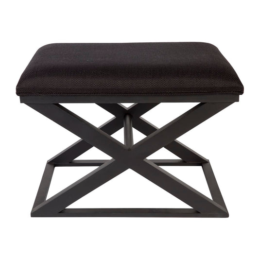Spencer Black Timber Stool - Black Linen