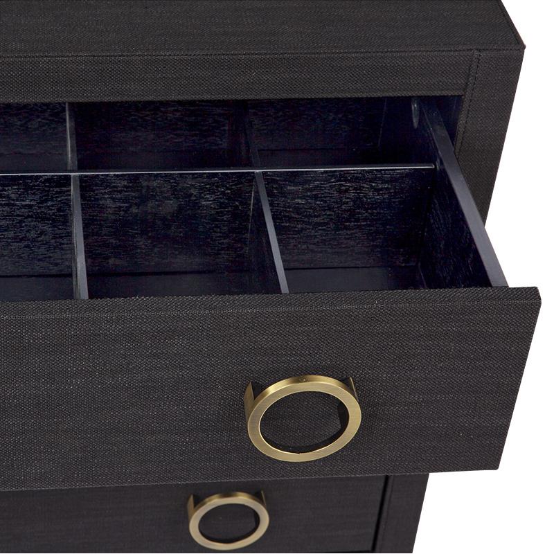 Astley Upholstered Bedside Table - Charcoal Linen