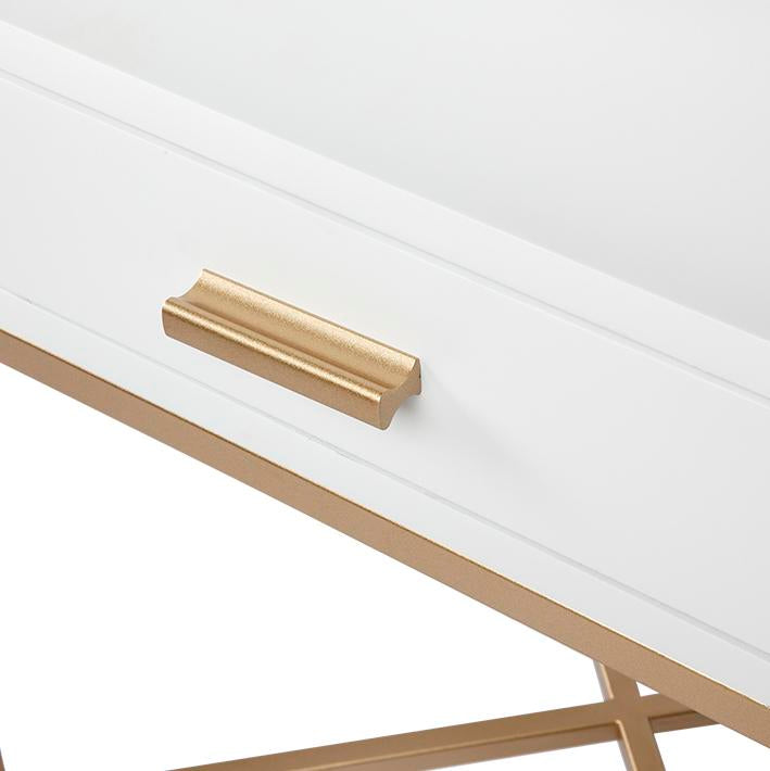 Nessa 1 Drawer Bedside Table -White/Gold