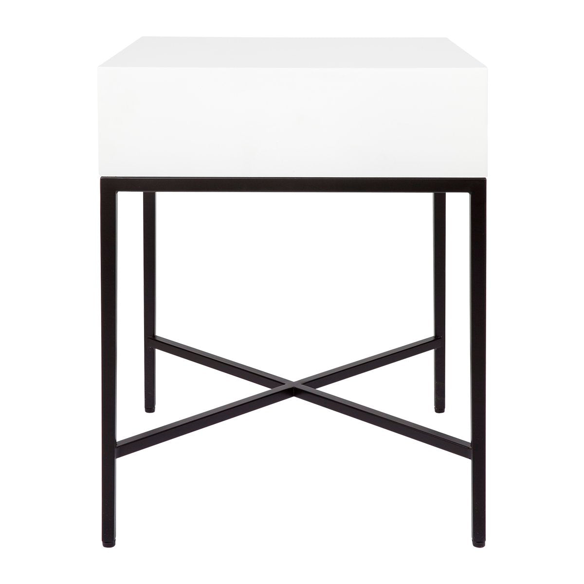 Nessa 1 Drawer Bedside Table - White/Black