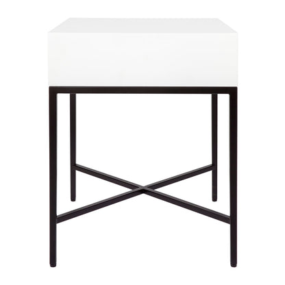Nessa 1 Drawer Bedside Table - White/Black