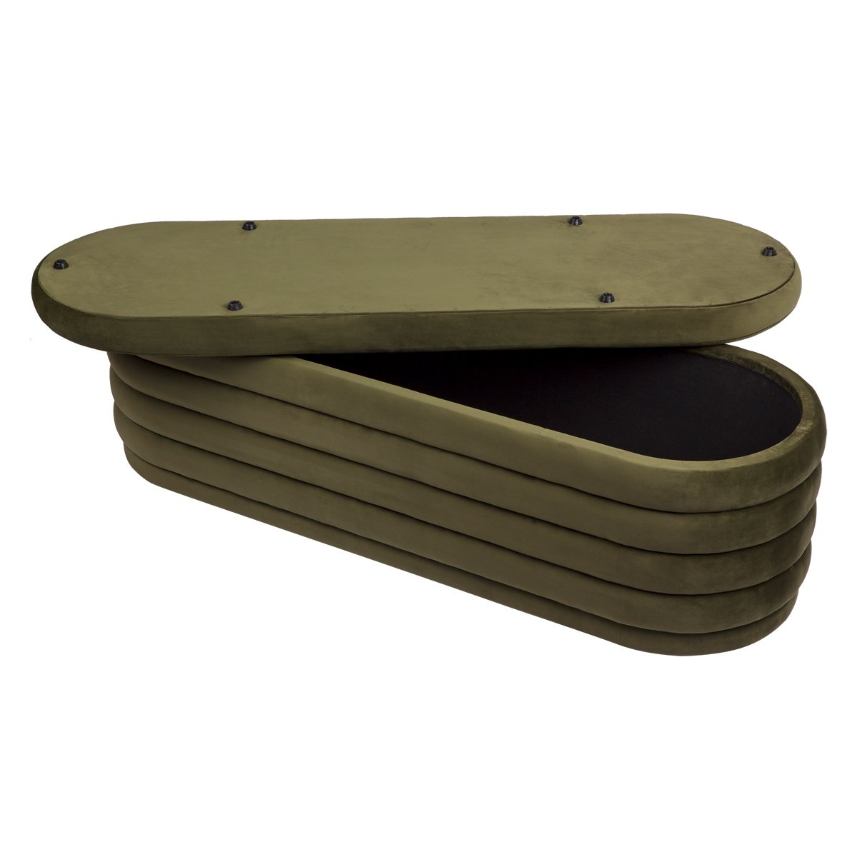Demi Storage Bench Ottoman - Olive Velvet