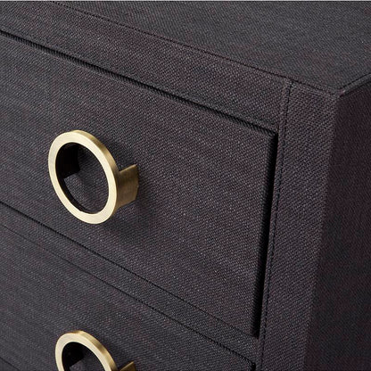 Astley Upholstered Bedside Table - Charcoal Linen