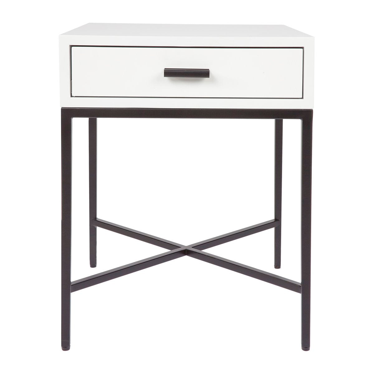 Nessa 1 Drawer Bedside Table - White/Black
