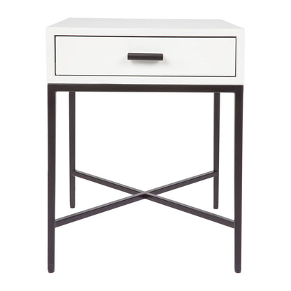 Nessa 1 Drawer Bedside Table - White/Black