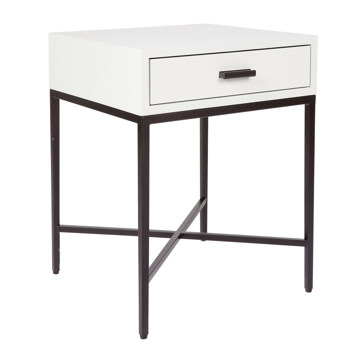 Nessa 1 Drawer Bedside Table - White/Black