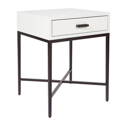 Nessa 1 Drawer Bedside Table - White/Black