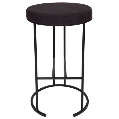 Blackley Black Iron Kitchen Stool - Black Linen