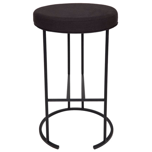 Blackley Black Iron Kitchen Stool - Black Linen