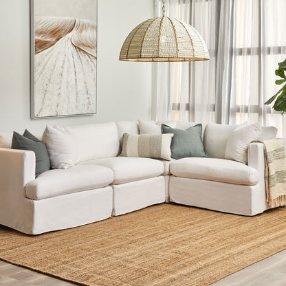 Birkshire Slip Cover Modular Right Arm Facing Seat  - White Linen