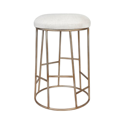 Aiden Gold Steel Kitchen Stool - Natural Linen